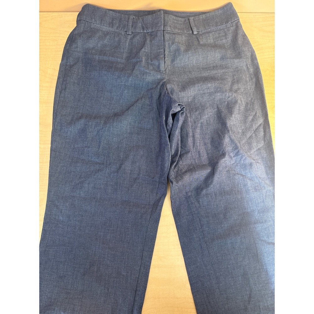 Ann Taylor Factory‎ Petite Blue Chambray Trousers Straight Leg Pants 8P